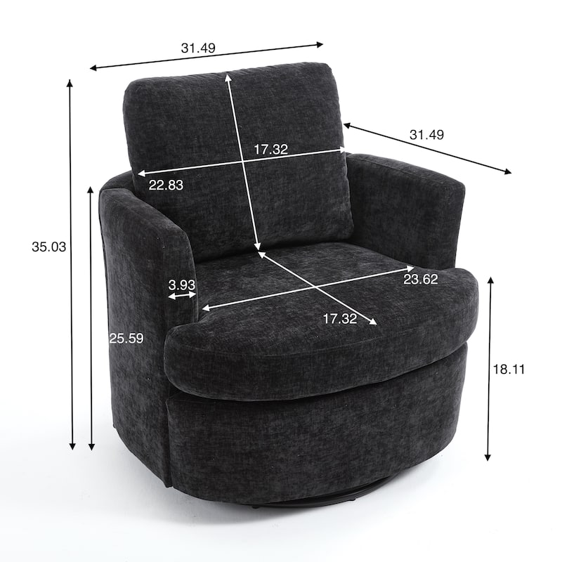 GDFStudio - Evarist Chenille Swivel Chair with Metal 360°Turntable