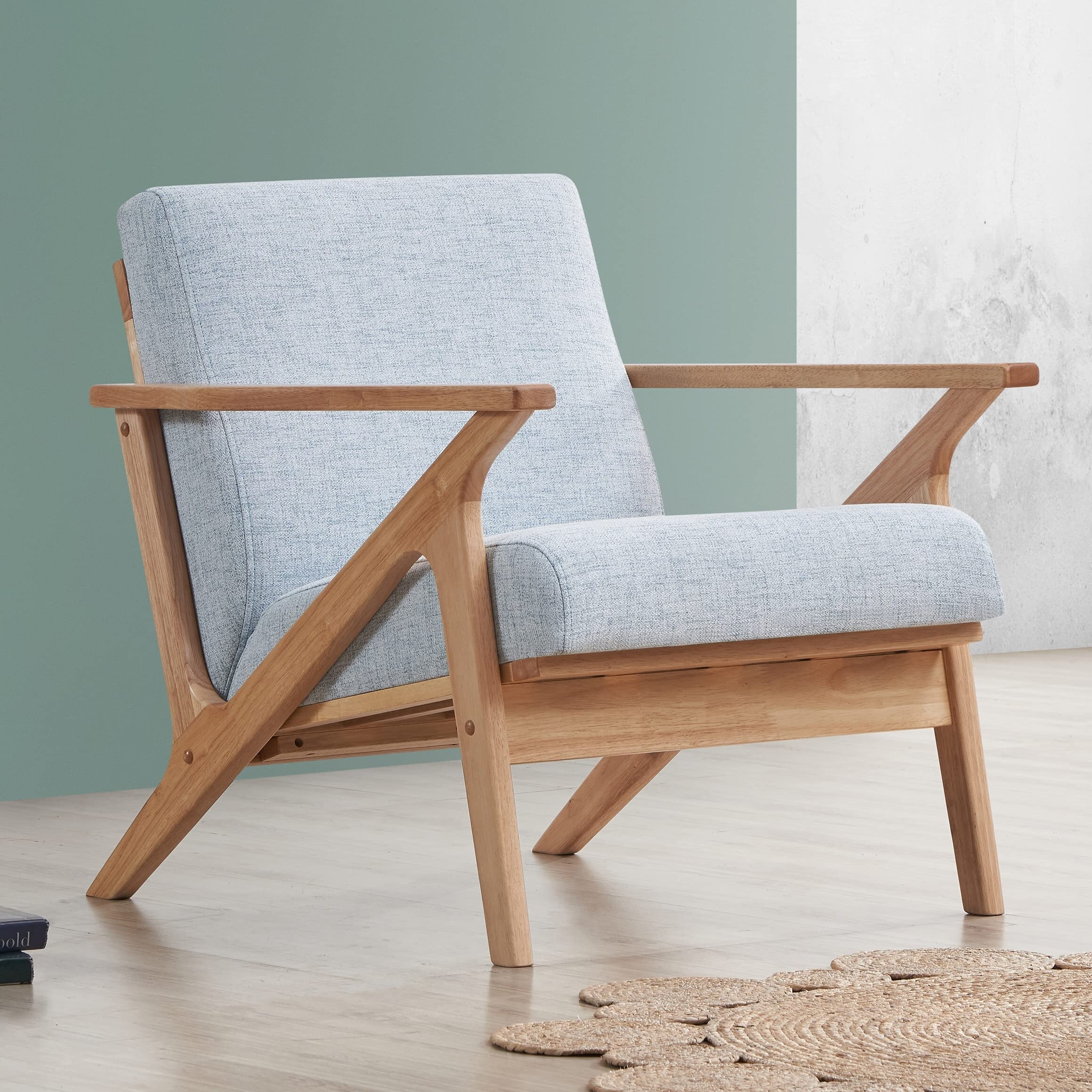 Light blue mid century modern shop chair