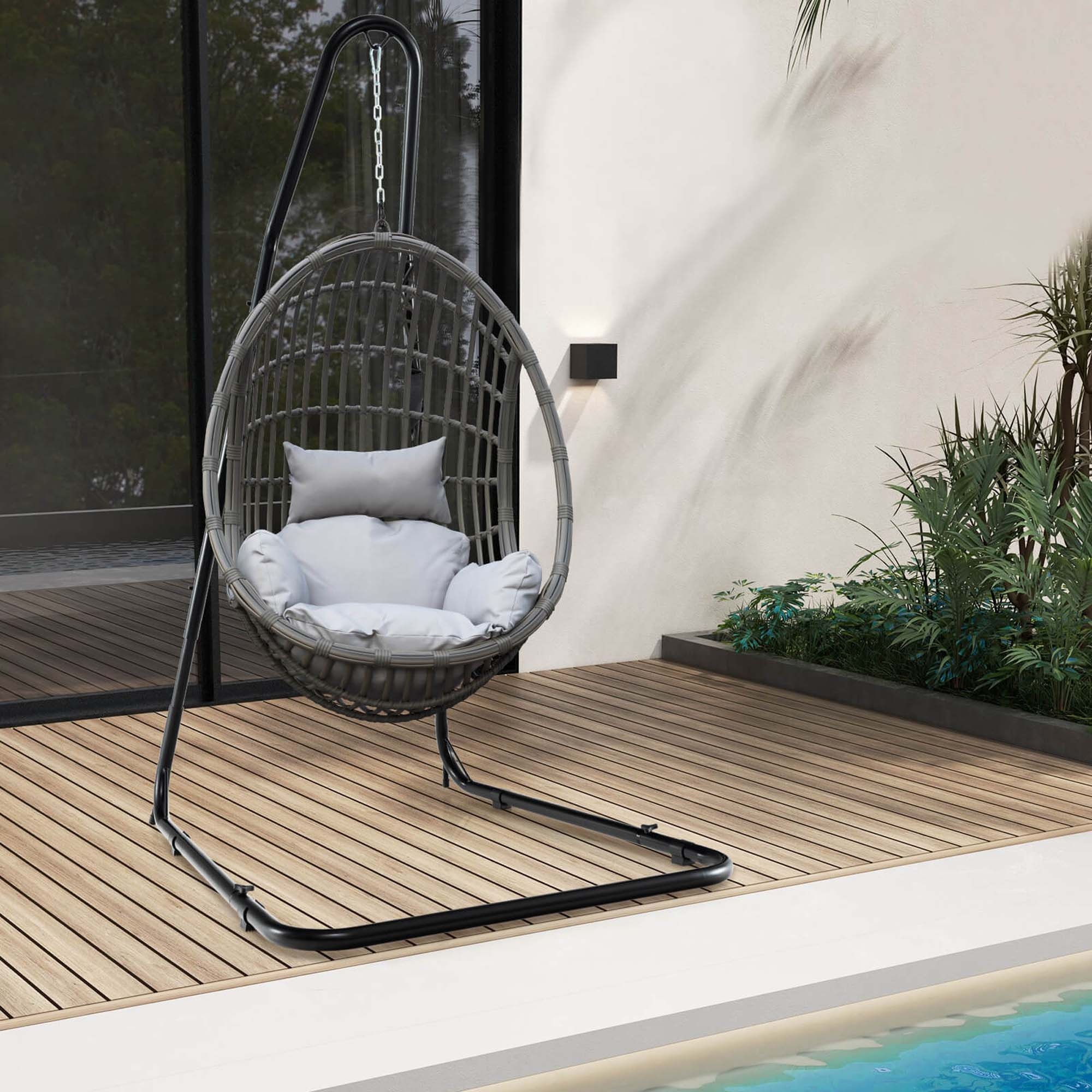 Costway 77 93 Height Adjustable Hanging Chair Stand with Heavy duty See Details Bed Bath Beyond 40701245