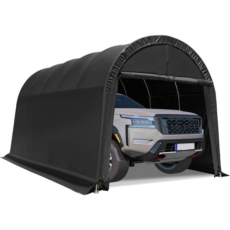 EROMMY Portable Garage, Heavy Duty Carport with All-Steel Metal Frame and Round Style Roof