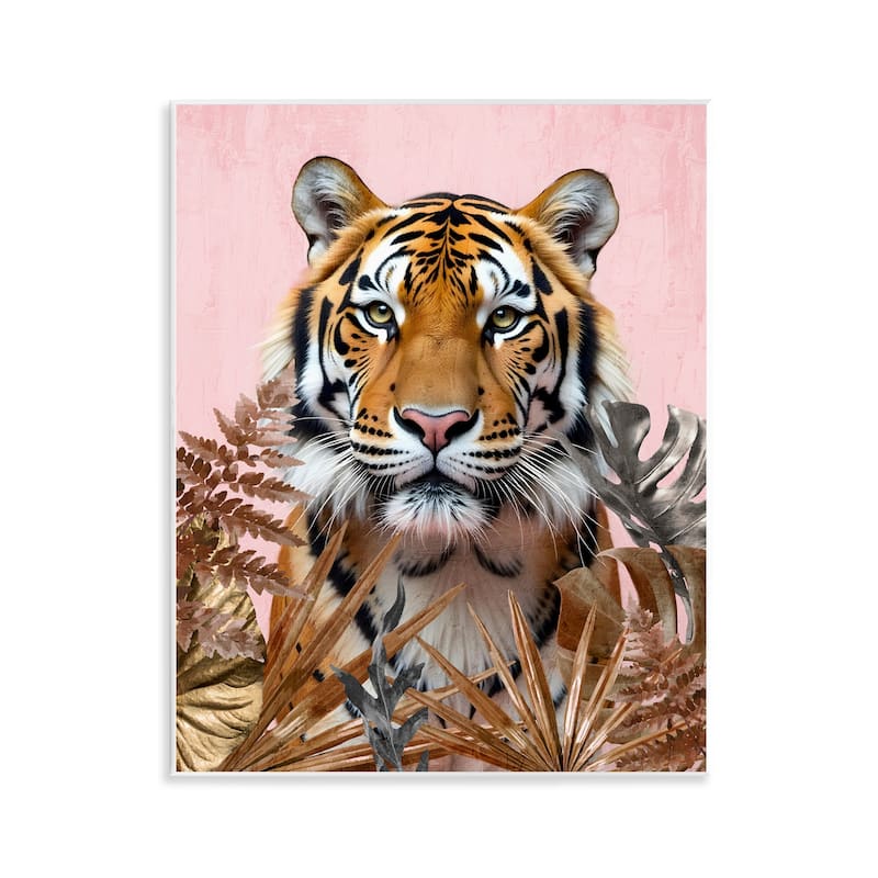 Stupell Fierce Tiger on Pink Wall Plaque Art Design By Kim Allen - 11 x 14