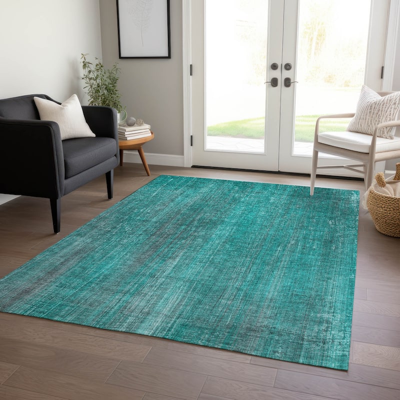Machine Washable Indoor/ Outdoor Ombre Solid Chantille Rug