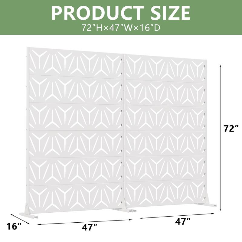 Dovelina Outdoor Freestanding Metal Privacy Screen Decorative Garden Fence (Set of 2)