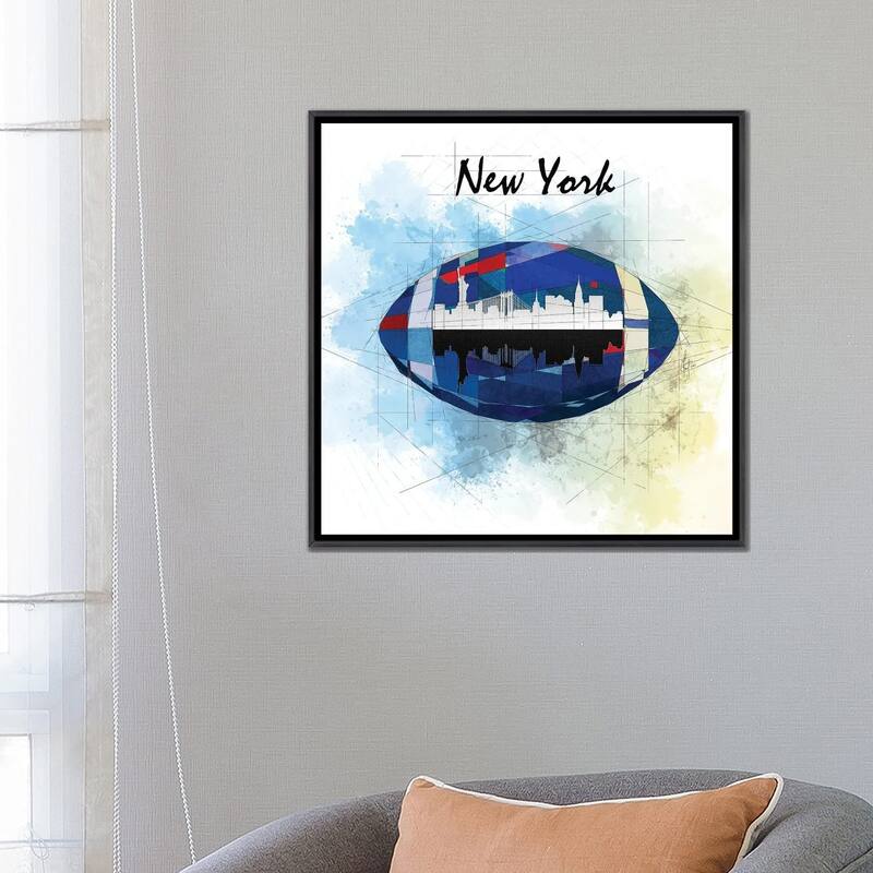 iCanvas "Football New York Giants" by Katia Skye Framed