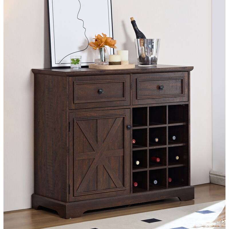 Buffet Cabinet with Storage Sideboard, Wine Bar Cabinet with Removable Wine Racks, Coffee Bar Cabinet with Adjustable Shelf