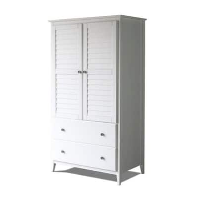 FarmHome Louvered Distressed Solid Pine Armoire