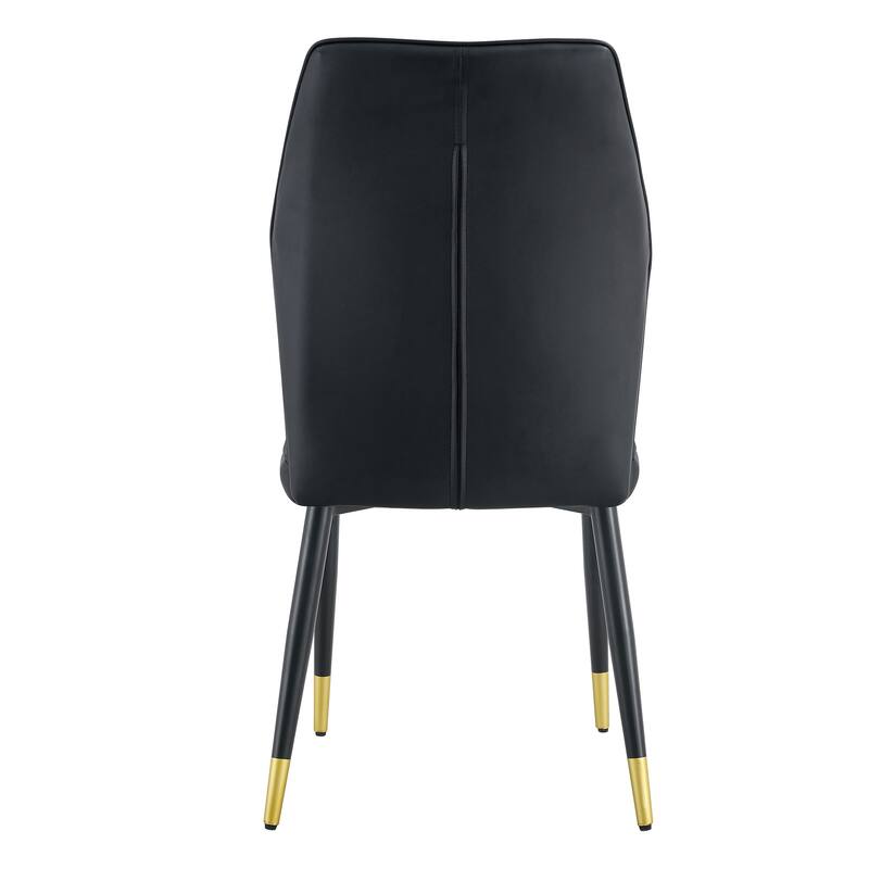 Roomfitters PU Dining Chairs with Patterned Backrest and Black Metal Legs, Upholstered Modern Set of 8 for Dining