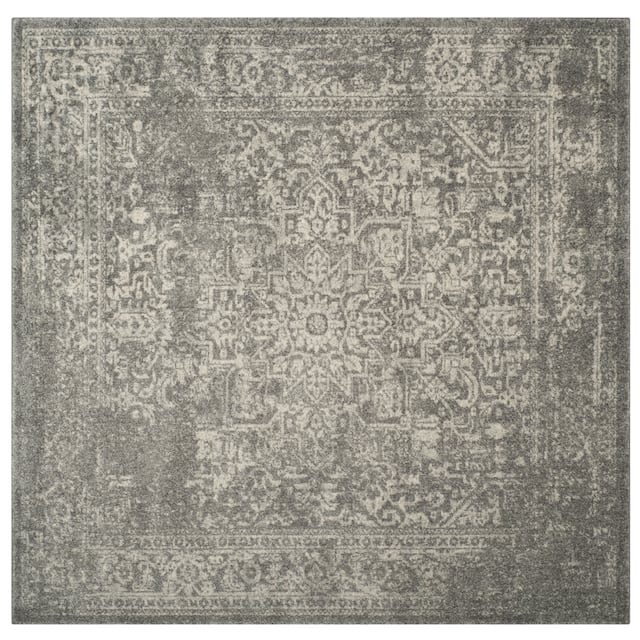 SAFAVIEH Evoke Quinn Vintage Distressed Rug - 6'7" x 6'7" Square - Silver/Ivory