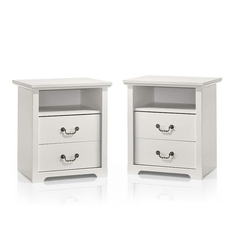 247 Shop At Home Marie 2-Drawer Set of 2 Nightstands with Open Storage Shelf