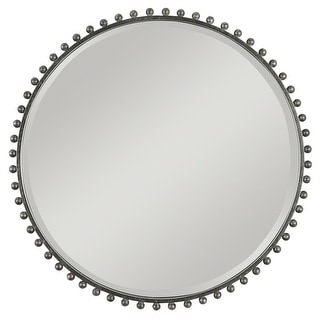 32" Silver Black Round Home Decor Furniture Uttermost Taza Iron Mirror