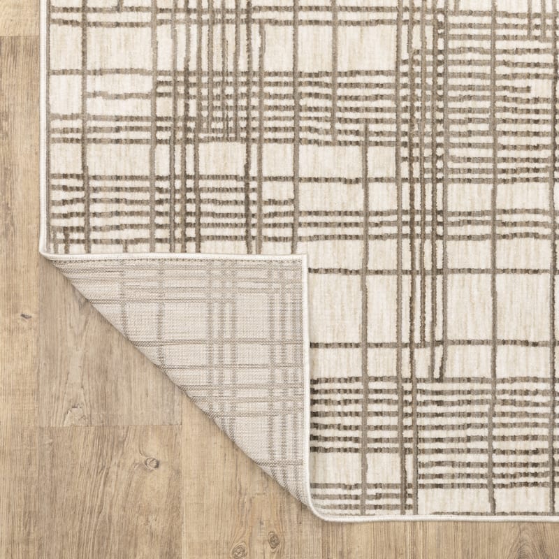 Hansel Etched Stripes Ivory/ Brown Area Rug