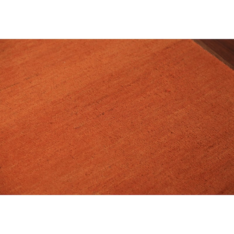 Orange Modern Gabbeh Oriental Foyer Rug Hand-Knotted Wool Carpet - 2'11" x 4'10"