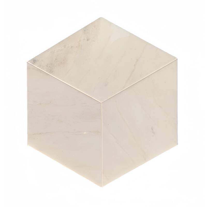 Hexagon Polished Marble Tile - White Natural Stone for Floor and Wall, 12-Piece Box