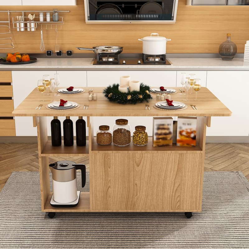 Multi-Functional Folding Table with Storage & Wheels - 47 Inch Compact Dining Desk for Small Spaces, Kitchen, Dorm, Office