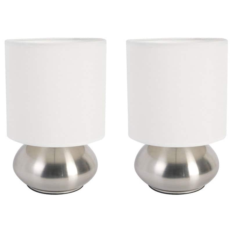 Porch & Den Roseman Mini Lamp with Touch Base and Fabric Shade (Set of 2)