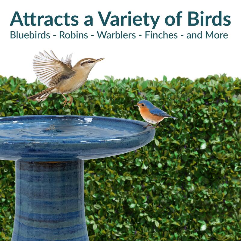 Sunnydaze Glazed Ceramic Outdoor Bird Bath - 18" - UV/Frost Resistant