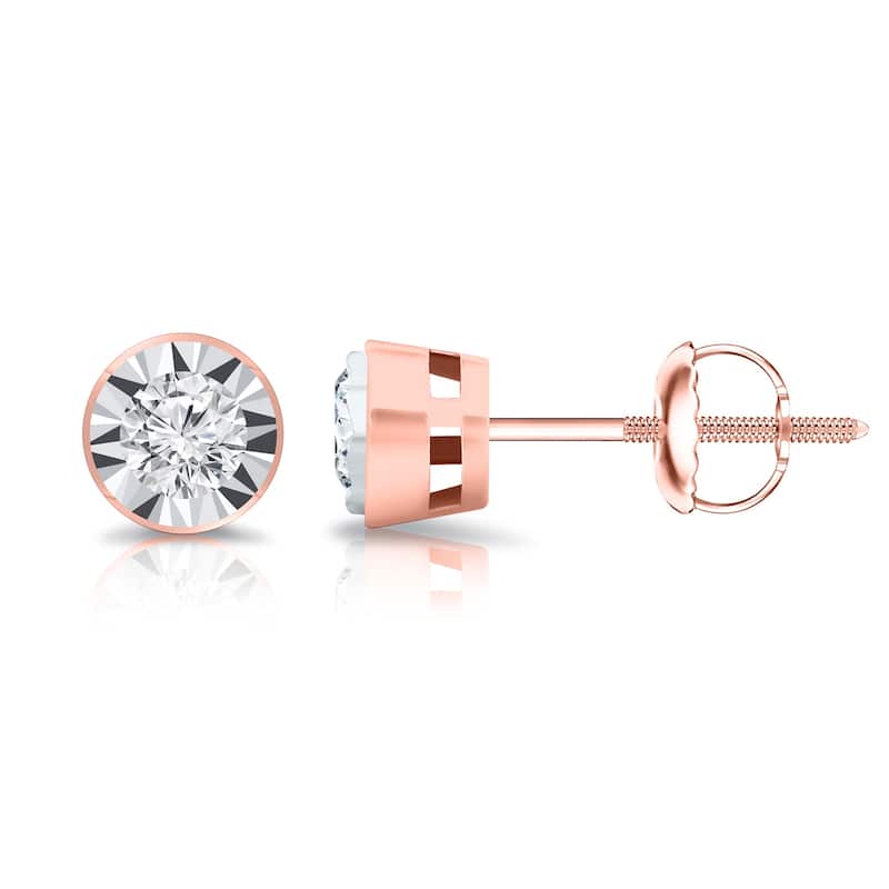 Auriya 3/8ctw Bezel-set Diamond Stud Earrings 14k Gold (G-H, I1-I2) - Yellow
