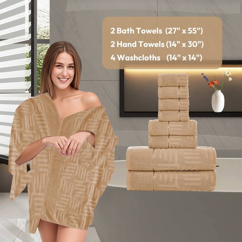 Luxury Jacquard 8 Piece Bath Towels Set