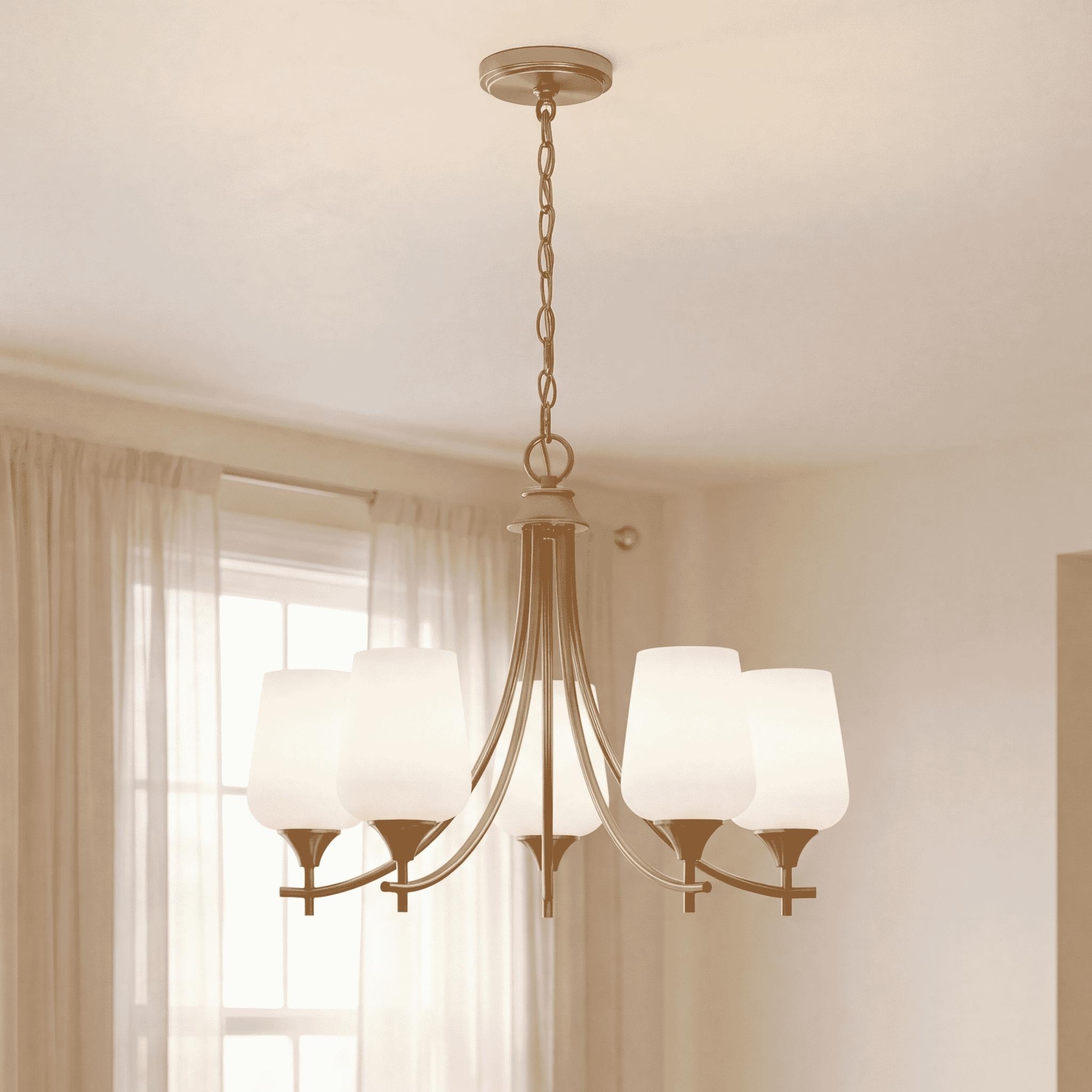 Octave 5-Light Chandelier in Warm Brass