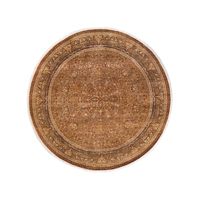 Overton Hand Knotted Wool Vintage Inspired Traditional Mogul Yellow Round Area Rug - 8' 1" x 8' 1"