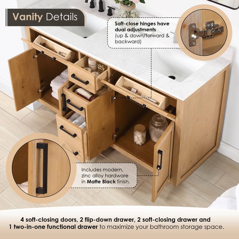 Altair Gavino Bath Vanity with Grain White Composite Stone Top and Mirror
