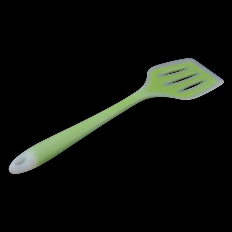 Silicone Slotted Design Heat Resistant Egg Pancake Turner Spatula Green Clear