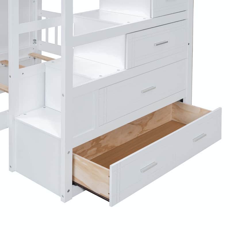 Full Over Twin Bunk Bed with Wardrobe and Drawers