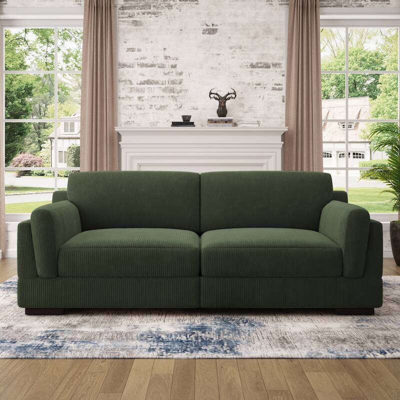 Modern 2 Seater Corduroy Arm Loveseat Sofa