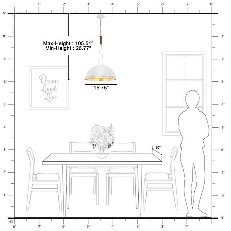 Modern Dome Pendant Light with Gold Interior Kitchen Lamp - Dia.16-in