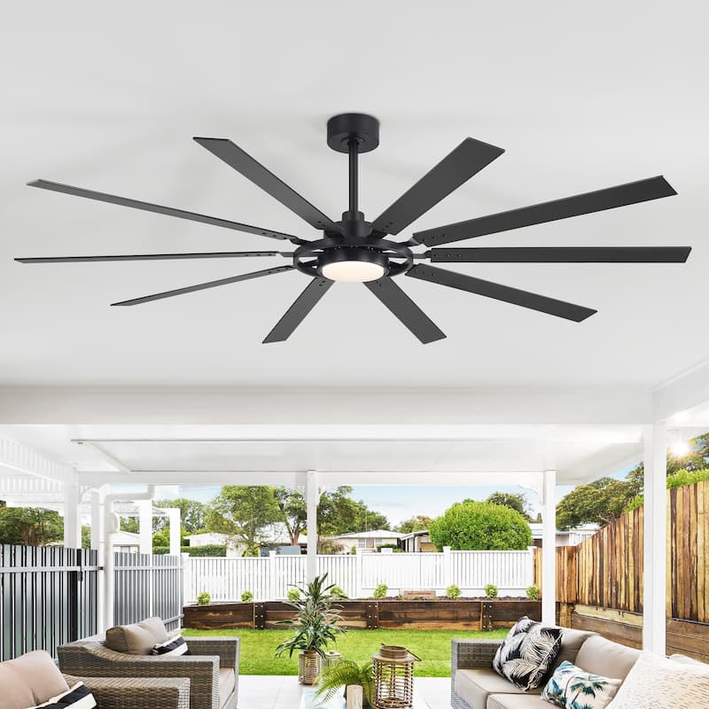 80/72/52/42-IN LED Ceiling Fan with Light Kit and Remote(5/10/12-Blade)