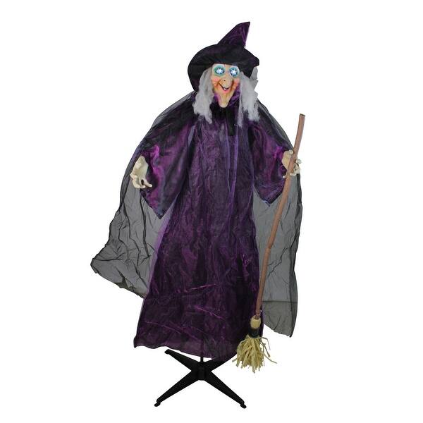 66 Animated Standing Witch And Broomstick Halloween Decoration With Sound Overstock Com Shopping The Best Deals On Seasonal Decor 22888018