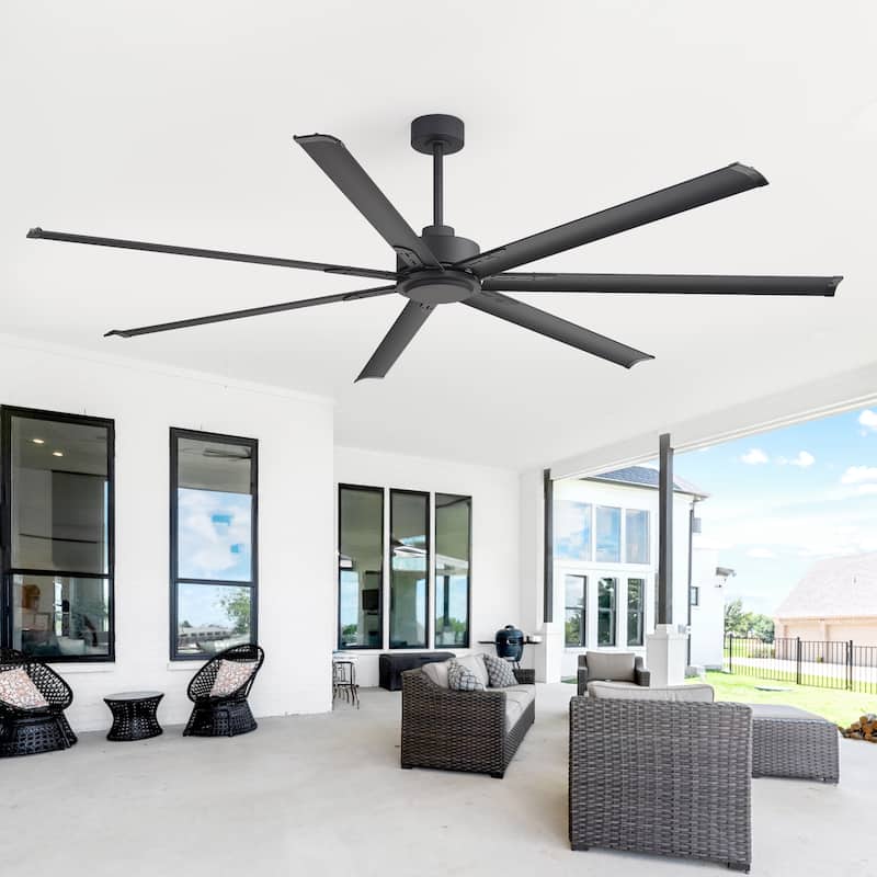 72"/84"/96"/120"/144" Extra Larger HVLS Commercial Ceiling Fan with Remote and Aluminum Blades - Matte Black-84 inches with 7 blades - Remote
