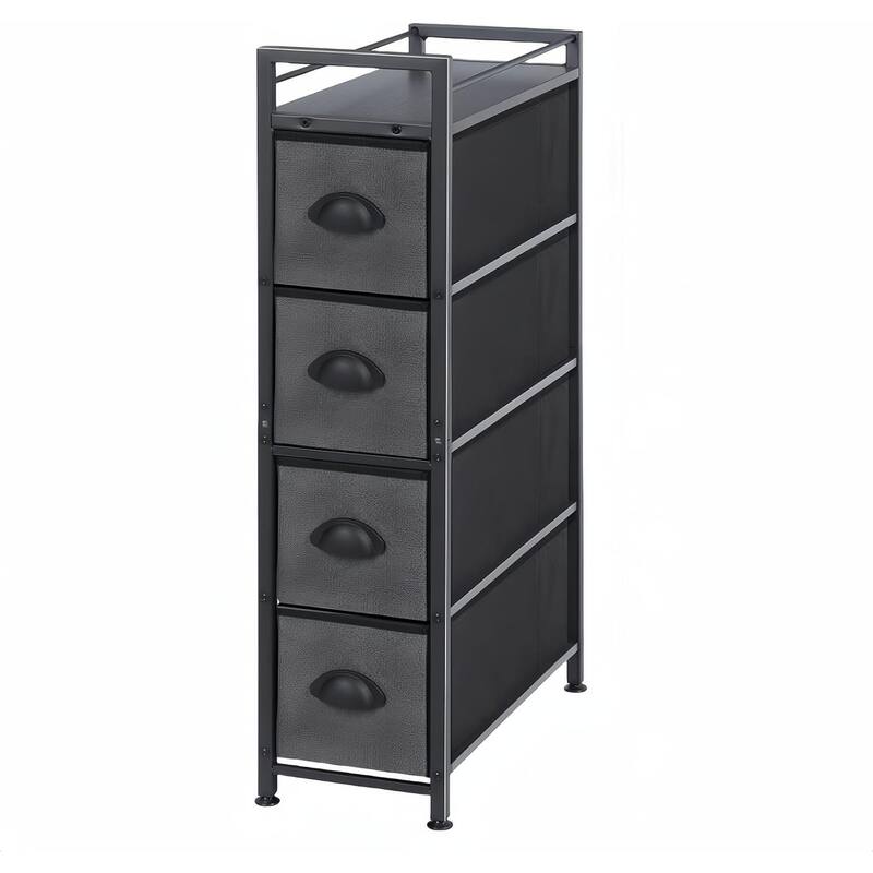 Narrow Dresser Storage Tower with 4 Drawers - Gray
