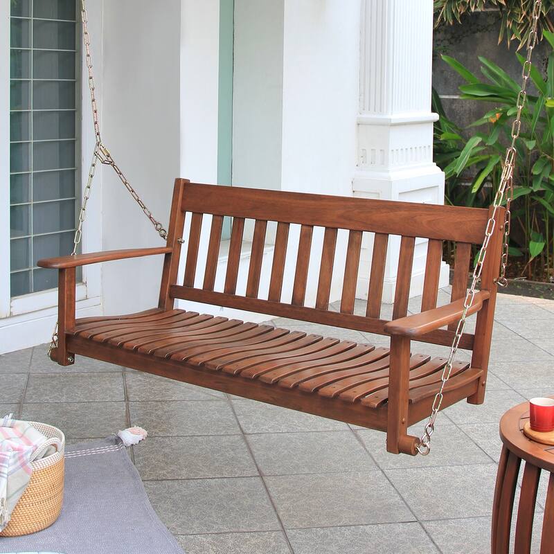 Cambridge Casual Alston Traditional Mahogany Wood Porch Swing - Brown