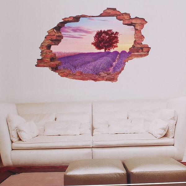 Shop Room Art Wall Decor 3d Broken Wall Lavender Removable Wall