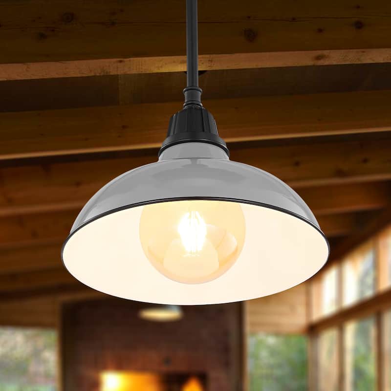 12.25" 1-Light Indoor/Outdoor Iron LED Pendant, by JONATHAN Y - 12.25