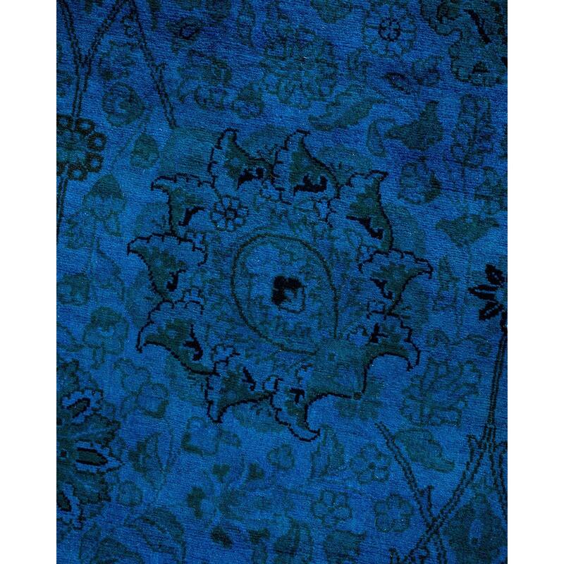 Overton Hand Knotted Wool Vintage Inspired Modern Contemporary Overdyed Blue Area Rug - 5' 1" x 7' 7"