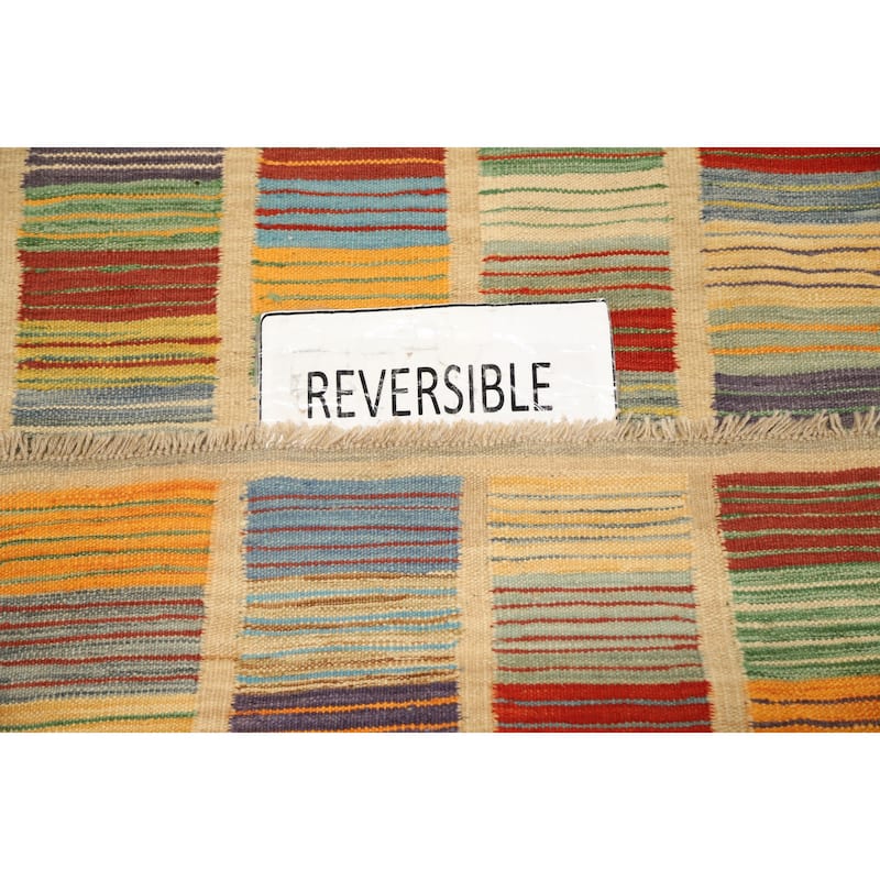 Hand Woven Oriental 100% Wool Carpet Southwestern Modern Multi-Colored Kilim Area Rug - 5' 1'' X 3' 3''