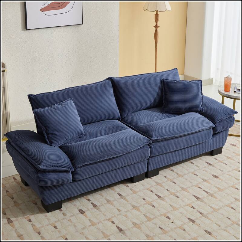 Corduroy Sofa Sleeper with Pillows