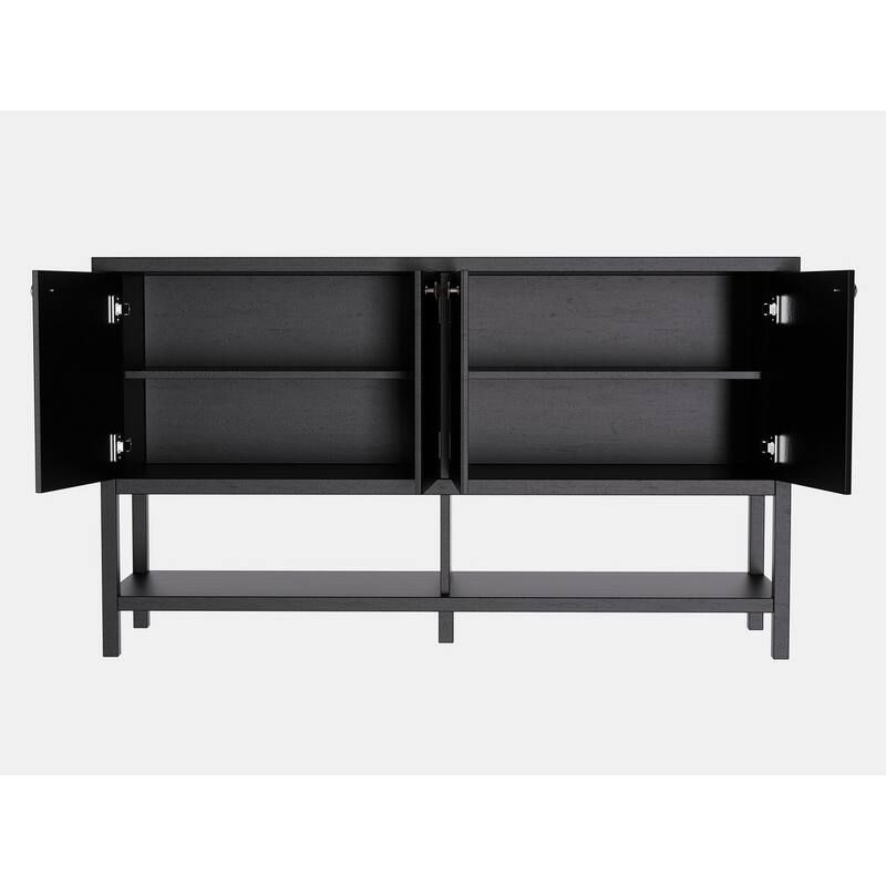 4 Doors Rustic Cabinet with Opening Shelf for Kitchen and Living Room