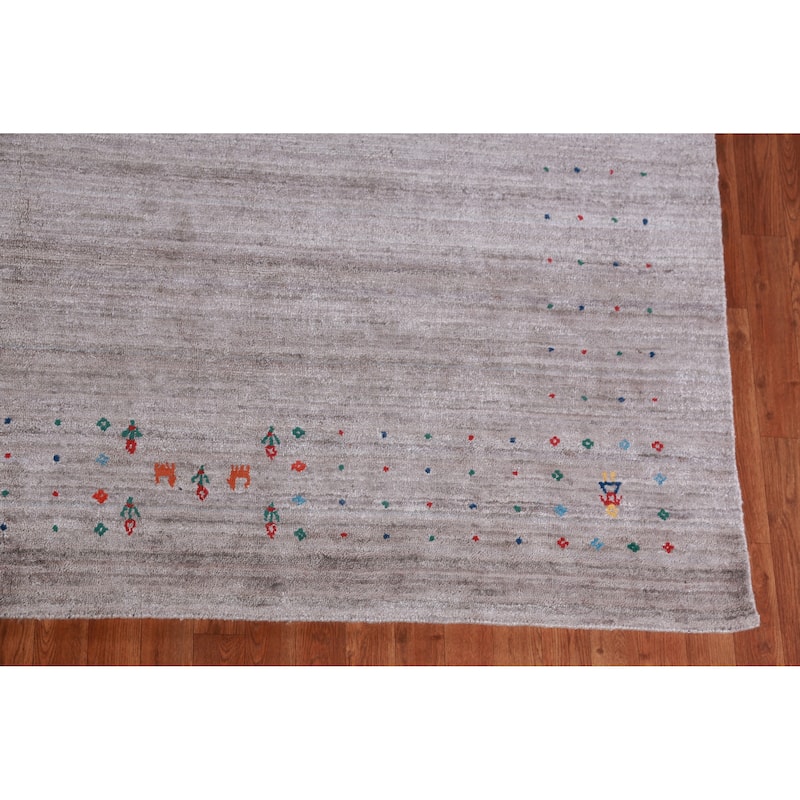 Hand Knotted Oriental 100% Wool Carpet Tribal Tribal Greys & Charcoal Gabbeh Area Rug - 12' 1'' X 9' 2''