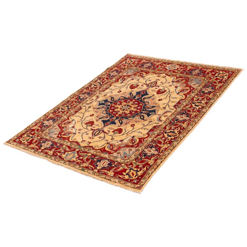 ECARPETGALLERY Hand-knotted Chobi Finest Ivory Wool Rug - 5'5 x 7'2