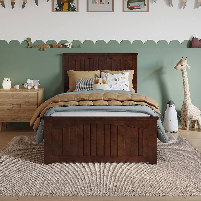 Naples Solid Wood Low Profile Platform Bed with Matching Footboard