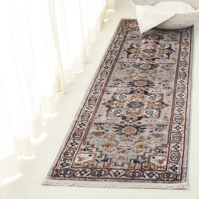 SAFAVIEH Lauren Ralph Lauren Siegharda Traditional Oriental Rug - 2' x 8' Runner - Grey/Beige Black