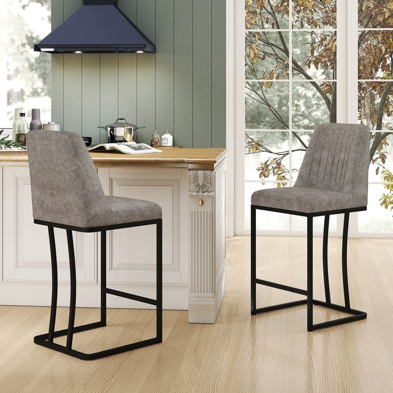24.8 Inches Modern Cushion Counter Height Bar Stools with Metal Frame Set of 2