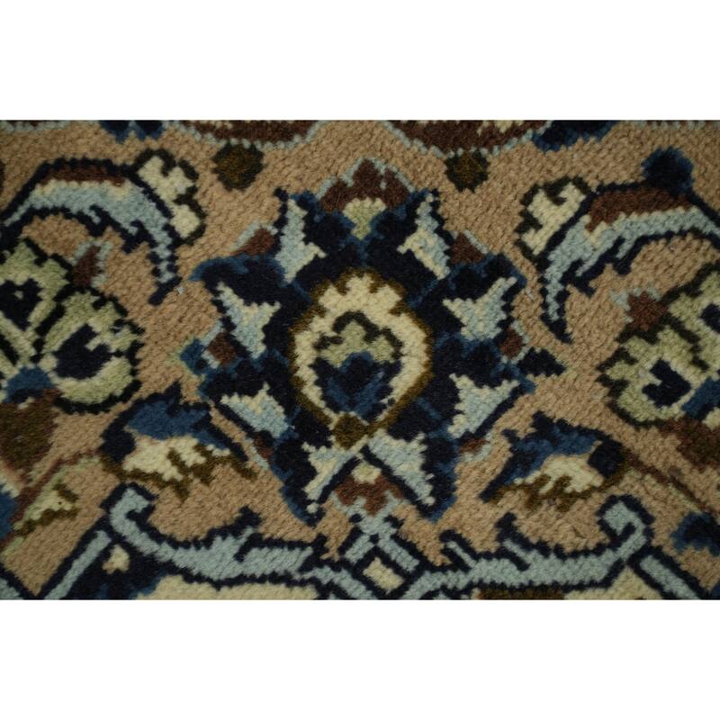 Hand Knotted Oriental 100% Wool Carpet Traditional Floral Beige & Ivories Kashan Area Rug - 9' 3'' X 6' 2''