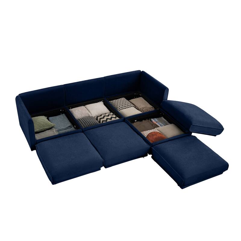 3 Seater L Shaped Sectional Sofa 109" Modular Couch with Storage Seat