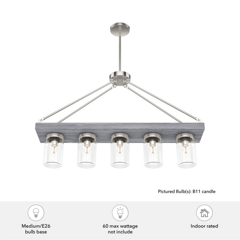 Hunter Devon Park 5-Light Linear Chandelier - Kitchen Island, Dining Room - Rustic, Farmhouse