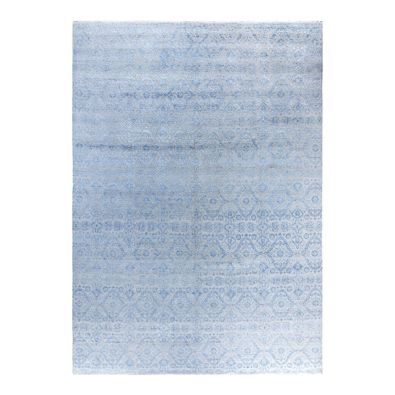 Ikat One-of-a-Kind Hand-Knotted Area Rug, Gray - 9' 0" x 12' 4"