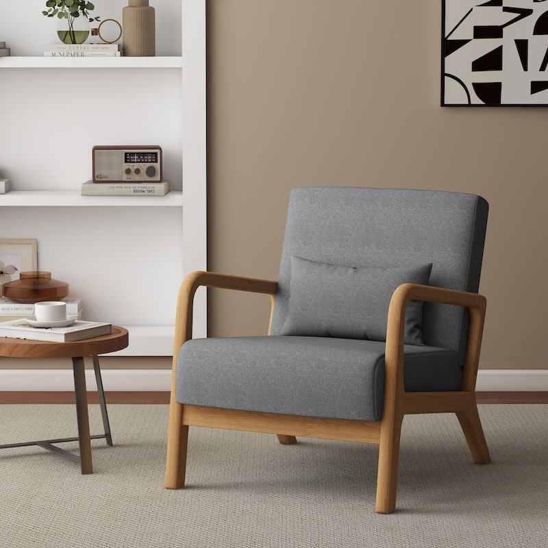 Upholstered Arm Chair with Cution Modern Side Accent Chairs - 25.8"W x 28.7"H x 32.3"D - Grey